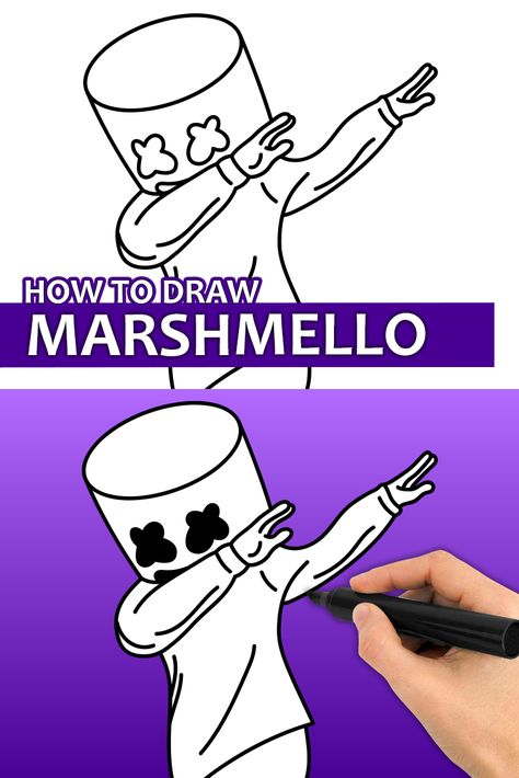 Learn how to draw the Marshmello drawing from Fortnite with this step by step drawing tutorial video. Enjoy! ♥ #marshmello #fortnite #fortnitedrawing #fortnitecharacters #easydrawingforkids Easy Fortnite Drawings, Fortnite Characters Drawing, Marshmello Drawing, Fortnite Drawings, Easy Chalk Drawings, Draw Video, Fortnite Character, Kids Lunch Box Notes, Easy Step By Step Drawing