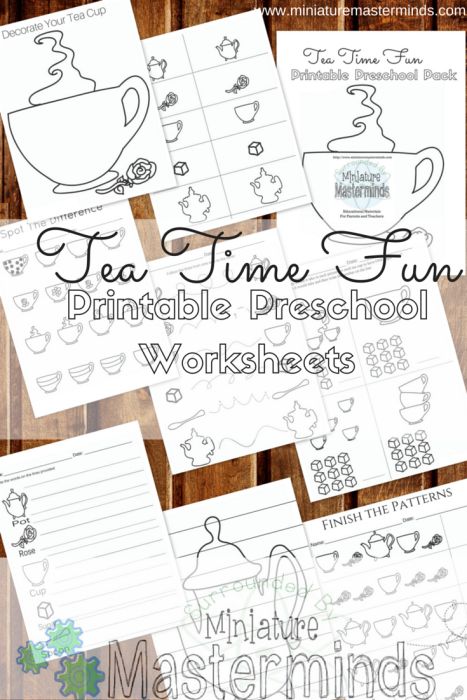 Tea Time Fun - This educational download pack is full of tea time fun. The kids can decorate their own tea cup, play a matching game, write some tea time words, make a puzzle, and more. Eight worksheets of basic skill practice worksheet Toddler Tea Party, Tea Party Activities, Poetry Tea Time, Tea Party Games, Folder Activities, Kids Tea Party, Tea Crafts, File Folder Activities, Girls Tea Party