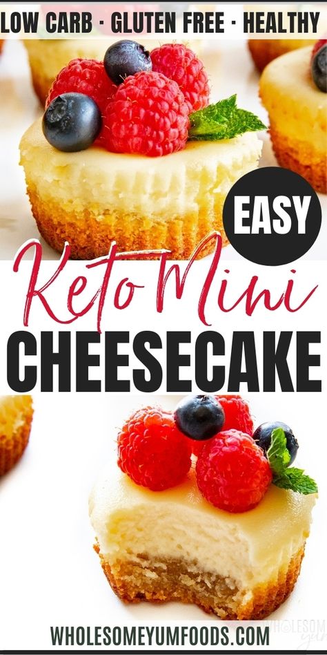 Keto Mini Cheesecake, Keto Cheesecakes, Mini Cheesecakes Easy, Low Sugar Diet Recipes, Healthy Low Fat Recipes, Keto Cakes, Keto Thanksgiving, Mini Cheesecake Recipes, Low Carb Low Fat Recipes