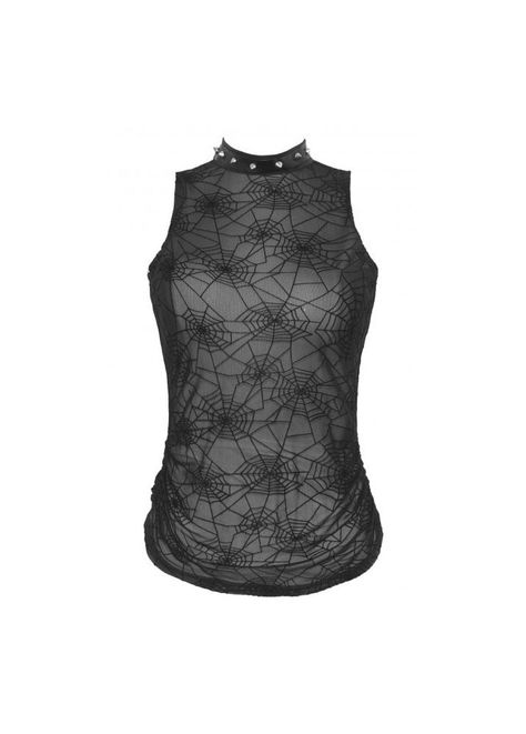 Mesh Vest, Dark In Love, Gothic Tops, Attitude Clothing, The Gothic, Vest Top, Spider Web, High Neckline, Sleeveless Top