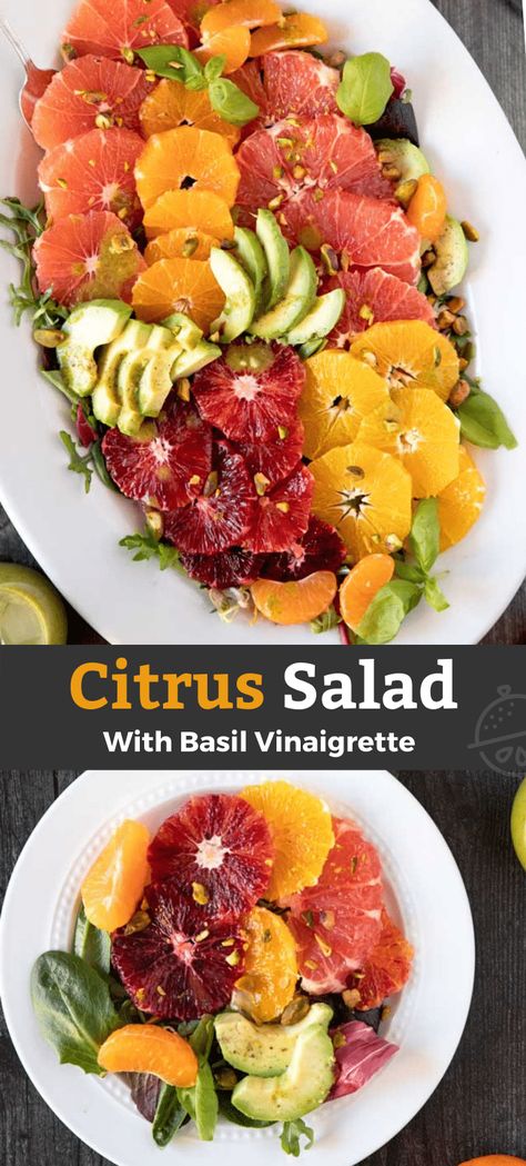 Fruit Salad Winter, Salads Strawberry, Easter Salads, Salad Winter, Easter Salad Recipes, Citrus Fruit Salad, Easter Salad, Basil Vinaigrette, Healthy Easter