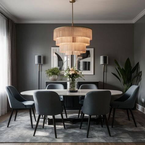 17 Marvelous Gray Dining Room Ideas - Rhythm of the Home Dinning Room Gray Chairs, Grey Dinner Room, Gray Dining Table Decor Ideas, Black And Grey Dining Room, Grey Dining Room Decor, Grey Dinning Room, Gray Dining Room Ideas, Taupe Dining Room, Dark Grey Dining Room