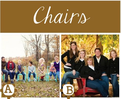 Using chairs as props for family pictures helps with posing ideas. Props For Photoshoot, Fall Family Photo Ideas, Family Photo Props, Fall Photo Ideas, Fall Photo Props, Fall Minis, Outdoor Family Portraits, Fam Pics, Large Family Photos