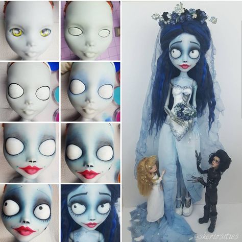 CORPSE AMAZING Corpse Bride Doll, Monster High Crafts, Doll Repaint Tutorial, Corpse Bride Art, Custom Monster High, Emily Corpse Bride, Doll Halloween Costume, Custom Monster High Dolls, Monster High Custom