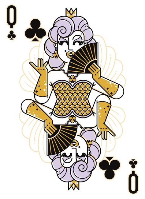 Siren Style, Queen Of Clubs, Animal Illustration Kids, Idea Paint, Playing Cards Art, Poker Card, Minimal Painting, Comic Book Store, Playing Cards Design