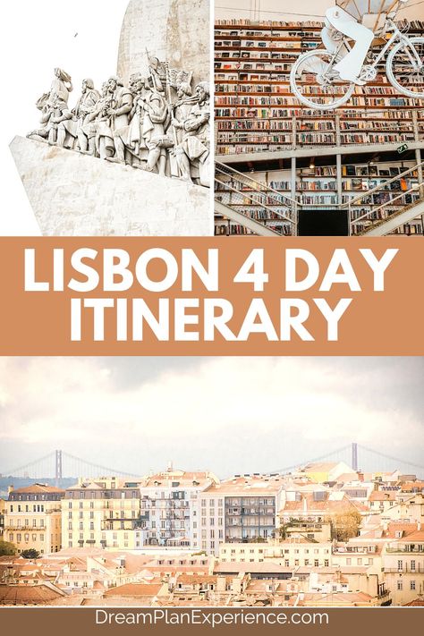 city of lisbon with rooftops, colourful buildings, monument and bookshop Lisbon 4 Day Itinerary, Lisbon Itinerary, 2024 Travel, Lisbon Travel, Your Amazing, Portugal Travel, Travel Planning, Lisbon, Trip Planning