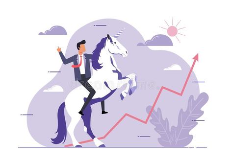 Unicorn Company, Unicorn Symbol, Unicorn Startup, Leadership Illustration, Symbol Of Success, Goal Achievement, Concept Illustration, Business Startup, Artwork For Home