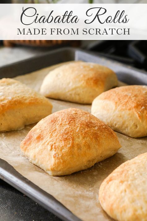 Homemade Ciabatta Rolls recipe Ciabatta Rolls Recipe, Homemade Ciabatta, Homemade Ciabatta Bread, Ciabatta Bread Recipe, Ciabatta Rolls, Making Sandwiches, Homemade Bread Recipes Easy, Artisan Bread Recipes, Ciabatta Bread