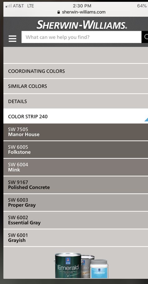 Sherwin Williams Coordinating Colors, Geometric Shelves, Concrete Color, Polished Concrete, Roof Shingles, Paint Colors For Home, Coordinating Colors, Manor House, Sherwin Williams