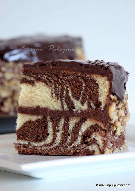 Marble Cake with Chocolate Buttercream Frosting and Chocolate Ganache topping (Step by Step Pics) Marble Cake With Chocolate Ganache, Chocolate Ganache Topping, Chocolate Marble Cake, Swiss Roll Cakes, Marble Cake Recipes, Chocolate Buttercream Frosting, Chocolate Butter, Traditional Cakes, Marble Cake