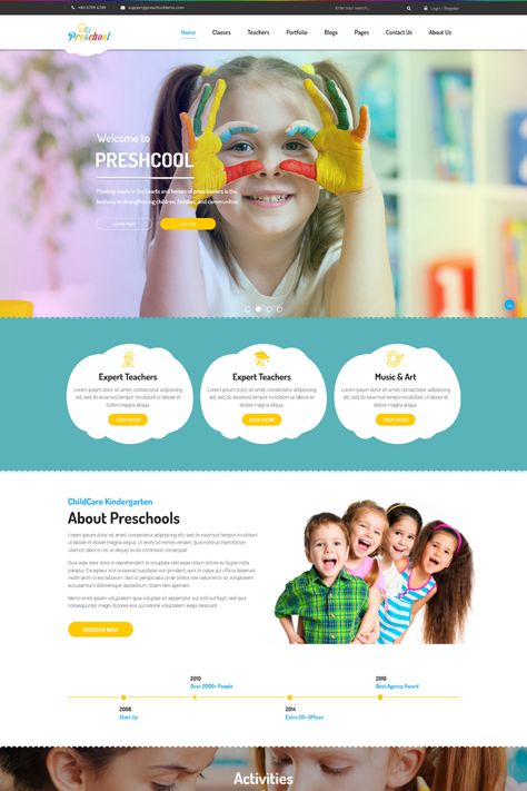 The Preschool - Nurseries Kindergarten WordPress Theme is a perfect solution for anyone looking to create a website for their educational institution. This theme is specifically designed to cater to the needs of preschools, nurseries, and kindergartens, providing an easy-to-use and visually appealing website template. With its clean and modern design, the theme is fully responsive and works seamlessly on all devices, including desktops, laptops, tablets, and smartphones. Kids Website Design Inspiration, Kindergarten Website, Education Website Design, School Website Templates, Preschool Logo, Personal Website Portfolio, Teacher Portfolio, Instagram Design Layout, Website Design Inspiration Layout