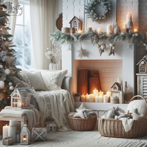 cozy white cottage christmas living room decor, white cottage farm christmas decor, neutral white christmas decorating ideas, english cottage christmas decor, christmas mantel decorating ideas, cozy white cottage living room, christmas mantel decor, cozy white cottage inspiration, ways to get the cozy white cottage christmas look, liz marie galvin christmas Winter Cottage Decor, White Rustic Christmas Decor, Rustic White Christmas, Cozy White Christmas, Christmas Living Room Decor Cozy, Cozy White Cottage, Christmas Fireplace Mantels, Diy Decorating Ideas, Mantel Decorating