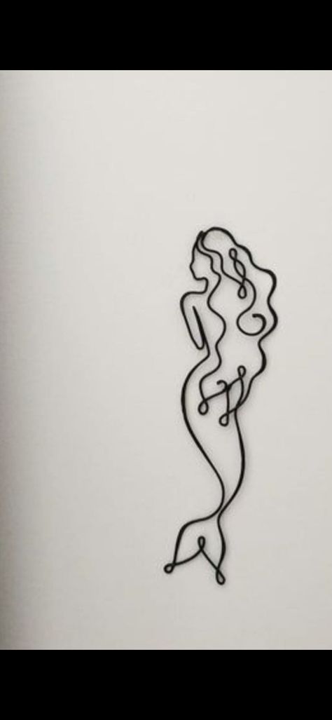 Simple Line Mermaid Tattoo, Outline Mermaid Tattoo, Mermaid Line Drawing Simple, Mermaid Symbol Tattoo, Simple Siren Tattoo, Single Line Mermaid Tattoo, Ocean Line Art Tattoo, One Line Mermaid Tattoo, One Line Mermaid