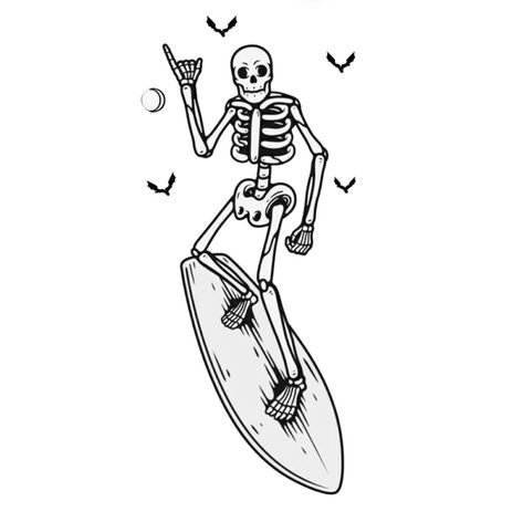 Skeleton Surfing Drawing, Surfing Artwork, John Tattoo, Surfer Tattoo, Surfing Skeleton, Small Traditional Tattoo, Surf Drawing, Surf Artwork, David Tattoo