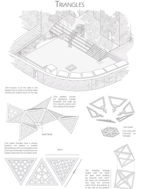 Triangle Pavilion, Activity Diagram, Rendering Drawing, Pavilion Plans, Pavilion Architecture, Architecture Portfolio Design, Pavilion Design, Sustainable Technology, Architecture Concept Diagram