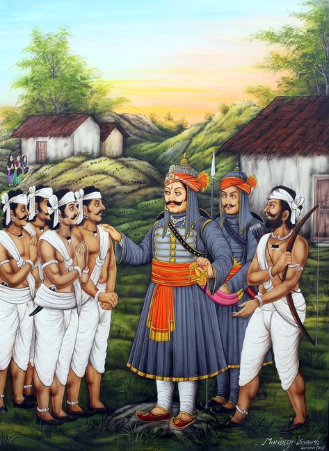 Pratap developed very intimate relationship with the Bhils, so much so that they used to call him as 'Kika' (son) Maharana Pratap Jayanti, Rajputi Culture, भारत�ीय इतिहास, Freedom Fighters Of India, Indian Drawing, Maharana Pratap, Indian Freedom Fighters, Shivaji Maharaj Hd Wallpaper, Udaipur India