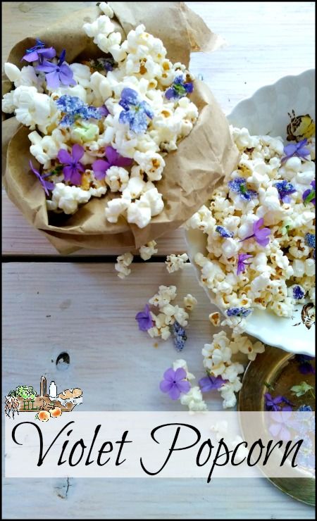 Wildflower Violet Popcorn - Homestead Lady Edible Flowers Recipes, Rapunzel Birthday Party, Dandelion Jelly, Pineapple Sage, Foraged Food, Honey Cake, Wild Edibles, Baking Project, Flower Food