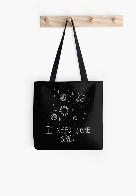 I Need Some Space Tote Bag I Need Some Space, Handpainted Tote Bags, Sacs Tote Bags, Eco Friendly Shopping Bags, Canvas Bag Design, Sac Diy, Painted Tote, Embroidered Tote Bag, Halloween Tote Bag