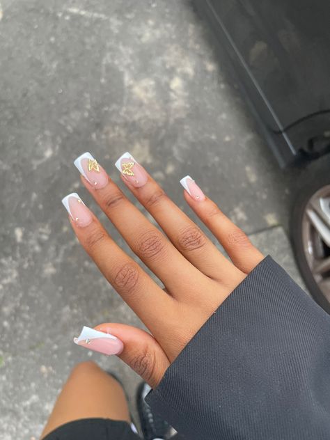 Bday Nails Ideas, Bday Nails Ideas Short, Tip Acrylics, Nails Ideas Short, Snoopy Nails, Concert Nails, French Tip Acrylics, Bday Nails, Ombre Acrylic