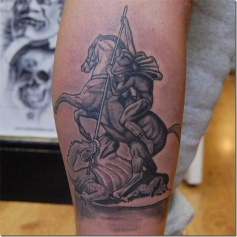 ▷ Tattoos of Saint George St George Tattoo, Anarchist Tattoo, George Tattoo, Cool Little Tattoos, Archangel Tattoo, Saint George And The Dragon, Explore Tattoo, Eagle Tattoos, Tattoo Equipment