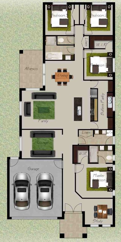 Formal Lounge, Circle House, Double Vanities, Family Area, Bungalow Style House Plans, Maids Room, 4 Bedroom House Plans, Building House Plans Designs, Alfresco Area