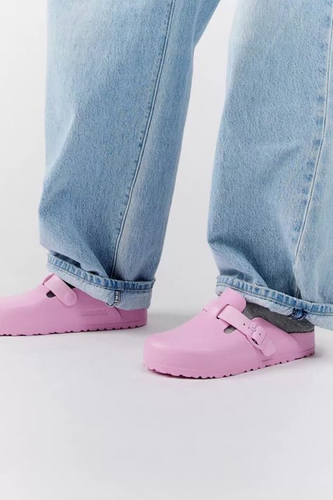 Birkenstock Collection | Urban Outfitters Pink Birkenstocks, Birkenstock Shearling, Birkenstock Boston Shearling, Fondant Pink, Birkenstock Clogs, Wool Clogs, Clog Style, Birkenstock Sandals Arizona, Suede Clogs