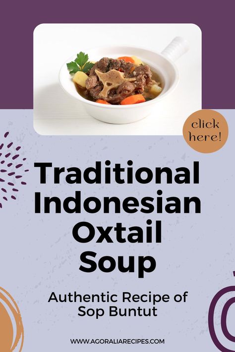 Experience the exotic flavors of Java with our Indonesian Oxtail Soup, known locally as Sop Buntut. Bursting with a blend of half a dozen aromatic spices, this dish tantalizes your taste buds with its rich fragrance. Made from succulent oxtail, it's a true culinary delight, steeped in history as a beloved street food from the 1970s. Try our Grilled Sop Buntut variant for an extra smoky twist! Filipino Oxtail Recipes, Dutch Indonesian Food Recipes, Indonesian Oxtail Soup, Korean Oxtail Soup, Indonesian Recipes In English, Oxtail Soup, Indonesian Cuisine, Fried Shallots, Beef Cuts