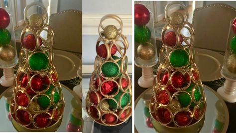 Shower Curtain Ring Christmas Tree, Shower Curtain Rings Crafts Christmas, Shower Rings Crafts, Curtain Rings Crafts, Diy Shower Curtain, Curtain Ring, Shower Rings, Dollar Tree Fall, Burlap Crafts