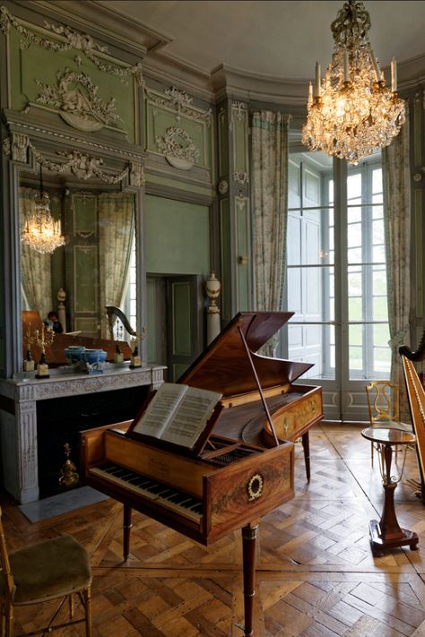 Château de Valençay Regency Interior, Steampunk Home Decor, Chateaux Interiors, Steampunk House, Neoclassical Interior, The Victorian Era, Style Français, Steampunk Style, Grand Piano