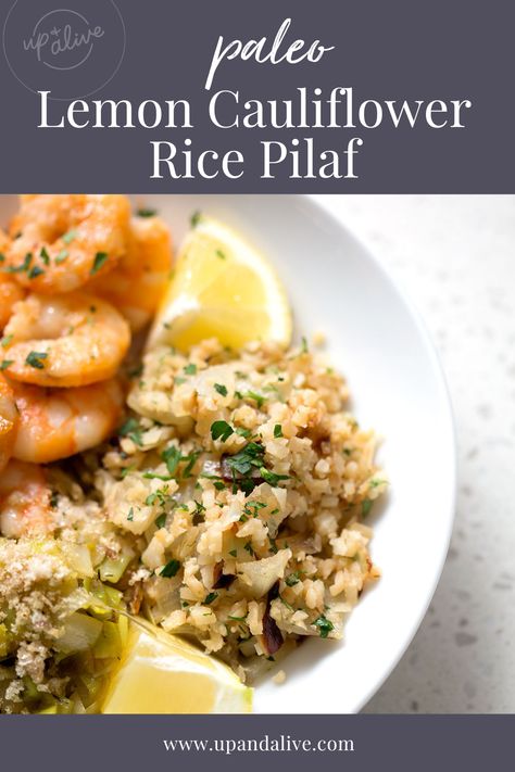 If you only have 15 minutes to get dinner on the table, this Lemon Cauliflower Rice Pilaf is the dish for you. It takes a short cut by using frozen cauliflower rice and amps up the flavor with fresh lemon, dill, and parsley. Lemon Cauliflower Rice, Cauliflower Rice Pilaf, Lemon Cauliflower, Side Foods, Aip Protocol, Keto Skillet, Meal Sides, Recipes Cauliflower, Real Food Dinner