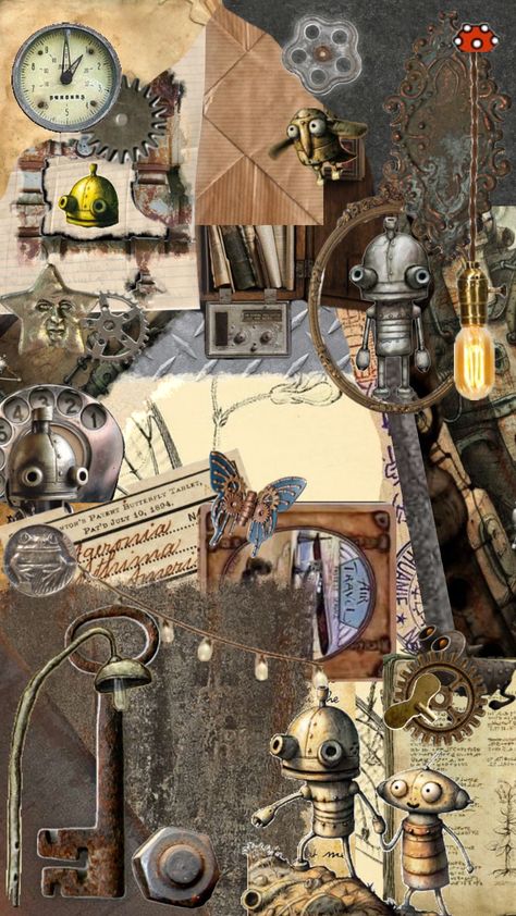 #vintage #vibes #wallpaper #art #game #machinarium #steampunk #robot #robotic Steampunk Robot Aesthetic, Steampunk Store, Steampunk Wallpaper, Steampunk Robot, Vintage Robots, Vibes Wallpaper, 2000s Nostalgia, Fantasy House, Steampunk Art