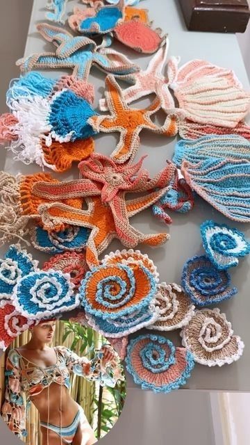 Seashell Crochet, Freehand Crochet, Sea Crochet, Leather Swatches, Crochet Clothing And Accessories, Crochet Fashion Patterns, Irish Crochet, Crochet Granny, Summer Crochet