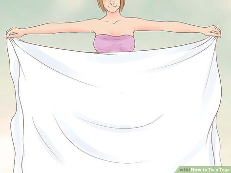 4 Ways to Tie a Toga - wikiHow Diy Toga Costume For Women, Toga Party Costume Diy, How To Tie A Toga, How To Make A Toga, Toga Costume Diy, Toga Outfits, Toga Party Costume, Diy Toga, Toga Outfit