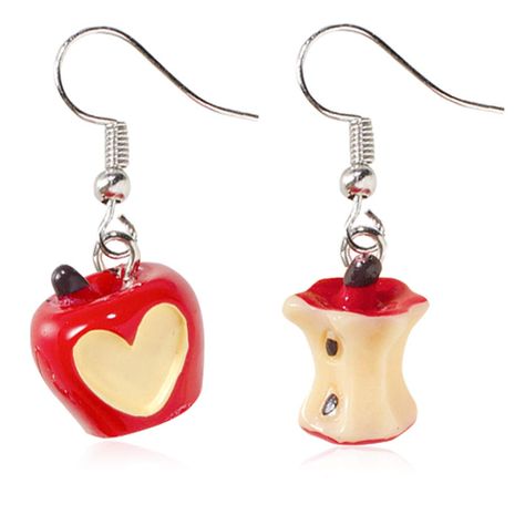 Fruit Earring, Half Apple, Apple Earrings, Fruit Earrings, Earrings Heart, Fresh Feeling, Cookie Gifts, Fruit Design, Girls Sweet