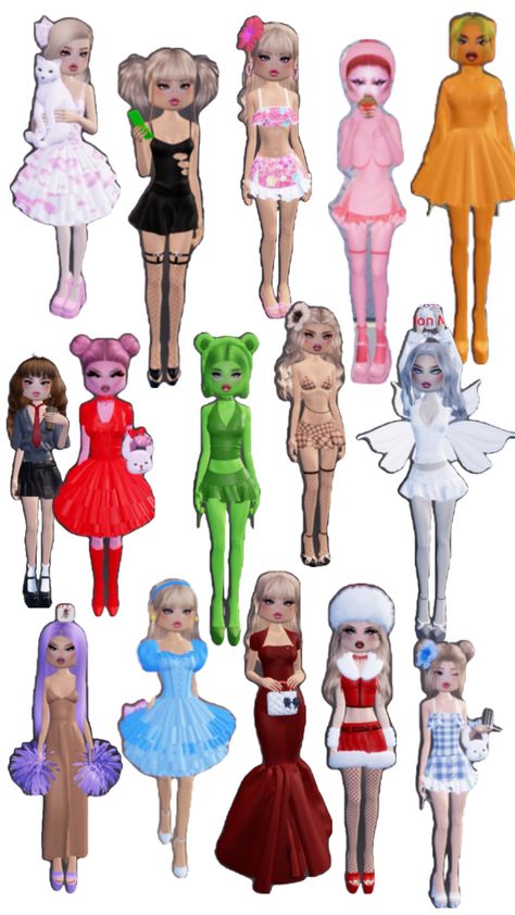 Themes in order (left to right top to bottom): Doll, school trip (to the strippers), beach, earthy vibes (worm), childhood stories (the Lorax), school (hermione granger), childhood stories (Peppa pig), single colour (gummy bear),honey moon, moon goddess, celebrity (Kylie Jenner), princess (cinderella), idk, mean girls,beach Bear Honey, Earthy Vibes, Childhood Stories, Honey Moon, Girls Beach, Moon Moon, Princess Cinderella, The Lorax, School Trip