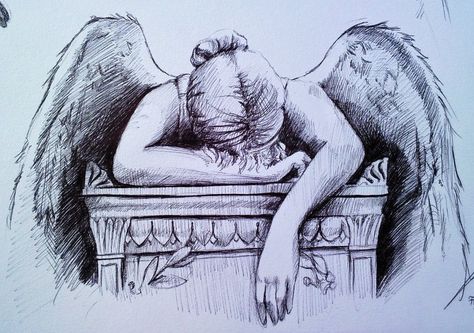 http://phantomphreaq.deviantart.com/art/Angel-Of-Grief-detail-pt-2-138461048 Angel Statues Sculpture, Angel Sketch, Cityscape Drawing, Art Is Dead, Art Angel, Angel Drawing, Animation Art Sketches, Art Tools Drawing, Sketchbook Art Journal