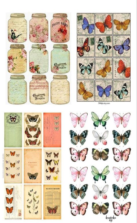 Scrapbook Butterfly Stickers, Fairy Aesthetic Stickers Printable, Scrapbook Stickers Printable Vintage Flowers, Journal Stickers Free Printable Aesthetic Vintage, Scrapbook Journal Aesthetic Printable, Aesthetic Journal Designs Printable, Scrapbook Printables Stickers, Journal Stickers Free Printable Aesthetic, Cute Printable Stickers Journal