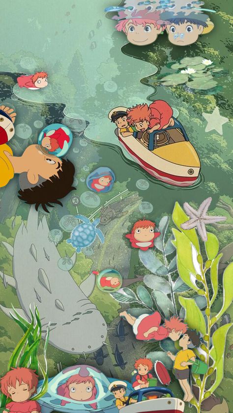 Ponyo And Sasuke Wallpaper, Ponyo Wallpapers Iphone, Ponyo Ocean, Ponyo Aesthetic Wallpaper, Ponyo Lockscreen, Ponyo Fanart, Yohan Sign, Anime Ponyo, Ponyo Wallpapers