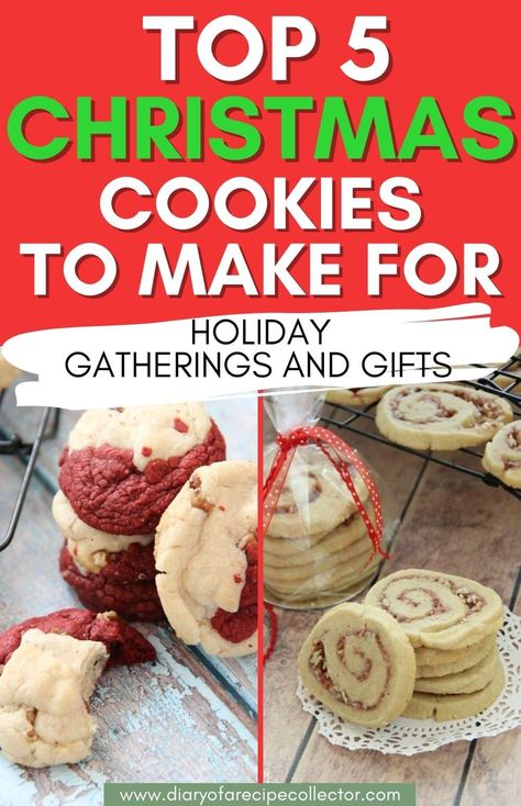 Top 5 Christmas Cookie Recipes - Here are our favorite cookie recipes perfect for cozy Christmas nights, holiday parties, and cookie exchanges! White Cake Mix Cookies, Christmas Cookie Exchange Recipes, Chocolate Oatmeal Bars, Christmas Cookie Party, Cookie Exchange Recipes, Christmas Cookies Gift, Holiday Baking Recipes, Christmas Cookie Recipes, Favorite Cookie Recipe