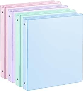 1'' 3-Ring-Binder with Pockets, 200 Sheets Capacity, 1 inch Binders fits 11" x 8.5" US Letter Size, Assorted 4 Pastel Colors - Ideal for School, Office, and Home Use (1 inch) Cute School Binder, Cute Binders For School, Cute Binder Ideas, Pastel School Supplies, Preppy Binder, Cute Binder, 1 Inch Binder, Middle School Supplies, Streetwear Crewneck