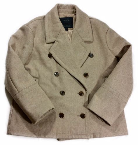 J. Crew Double Breasted Melton Wool Coat  Size: 6 Petite 6P Condition is Pre-owned. No holes, stains or tear. Nice condition.  Color: Beige (Oatmeal)Care: Dry Clean Approximate Measurements Taken Laying Flat:Shoulder to Shoulder: 20"Armpit to Armpit: 21"Sleeve Length: 21"Back of Coat from bottom of Collar to Hem: 25"Shoulder to Hem: 22.5" Please see photos. Thank you for looking! "International Buyers: Buyer is responsible for any taxes, duties and customs fees if incurred." Luxury Peacoat With Double-breasted Buttons And Notch Lapel, Short Pea Coats, Womens Peacoat L.l.bean, Peacoat Womens, Beige Wool Coat, Peacoats, Wool Peacoat, Pea Coat, Wool Coat