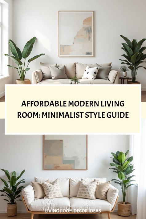 Budget-friendly minimalist living room with second-hand furniture and DIY art Modern Living Room Minimalist, Room Decor On A Budget, Custom Floating Shelves, Living Room Minimalist, Living Room Decor On A Budget, Room On A Budget, Minimalist Living Room Decor, Room Minimalist, Cozy Furniture