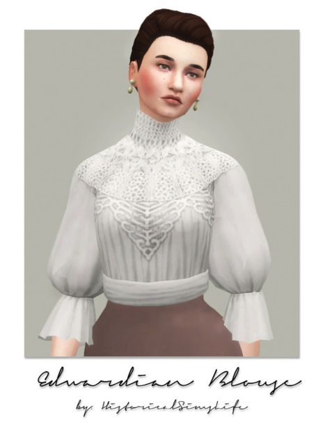 Regency Sims 4 Cc, Sims Royal, Magical Outfits, Victorian Shirt, Sims 4 Decades Challenge, Ts4 Mods, Edwardian Blouse, Die Sims 4, Sims 4 Challenges