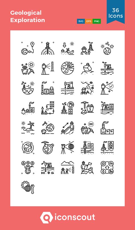 Geological Exploration Icon Pack - 36 Line Icons Geology Doodles, Dotted Bullet Journal, Teaser Campaign, Powerpoint Ideas, Dibujo Simple, Design Apps, Line Icon, Icon Pack, Line Design