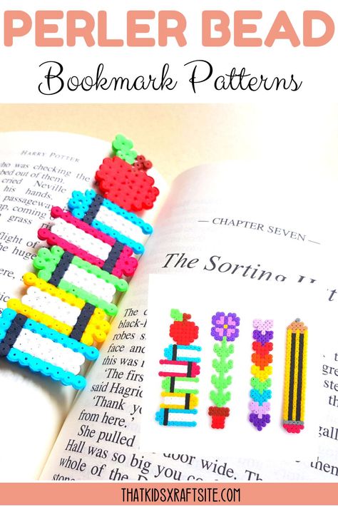 Perler Bead Bookmark Patterns - That Kids' Craft Site Easy Perler Beads Ideas Bookmark, Perler Beads Ideas Bookmark, Pearled Bead Bookmarks, Perler Bead Words, Teacher Perler Beads, Perler Bookmark Pattern, Square Perler Bead Patterns, Perler Bead Patterns Bookmark, Perler Bead Crafts To Sell