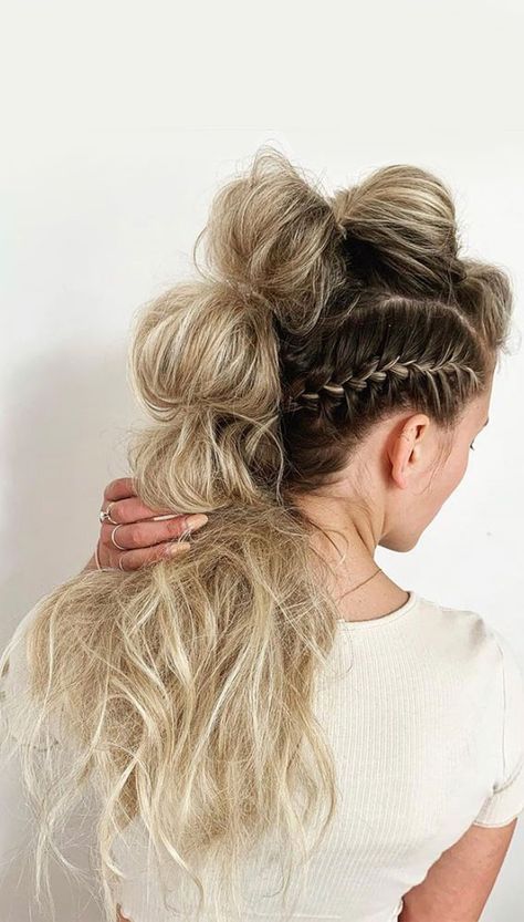 bubble braid, bubble braid ponytail, bubble braid pigtails, bubble braid hairstyles, easy bubble braid, cute hairstyles 2022, easy braid hairstyles Bubble Braid, Competition Hair, Bubble Ponytail, Old Hairstyles, Viking Hair, Wacky Hair Days, Dance Hairstyles, Wacky Hair, Yeast Bread