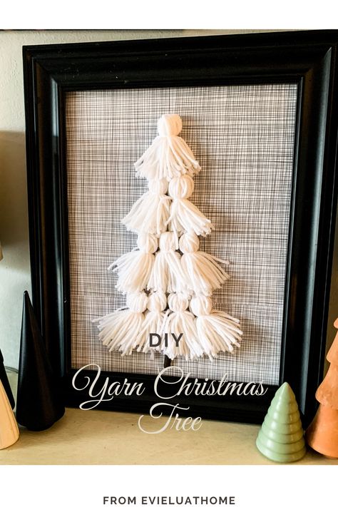 Diy Yarn Christmas Tree, Diy Christmas Wall Art, Anthropologie Christmas Decor, Christmas Decir, Tassel Ideas, Upcycle Frames, Christmas Tree Yarn, Yarn Christmas Tree, Therapy Crafts