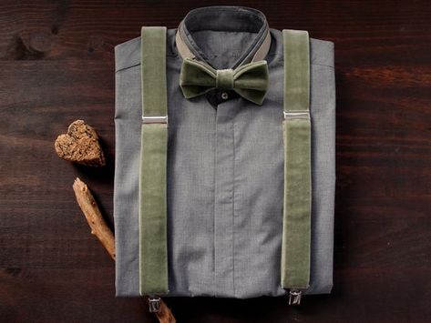 Sage green velvet mens suspenders and bow tie Wedding clip on | Etsy Groom And Groomsmen Outfits, Mens Suspenders, Suspenders And Bow Tie, Vietnam Wedding, Prom 2022, Groom Wedding Attire, Groomsmen Bowtie, Groomsmen Outfits, Indie Wedding