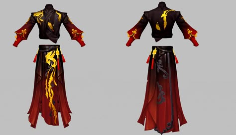 Pheonix Outfits, Red Fantasy Outfit Male, Spinning Outfit, Hua Cheng, Fire Designs, Concept Clothing, Dress Sketches, Illustration Fashion Design, Fashion Design Drawings