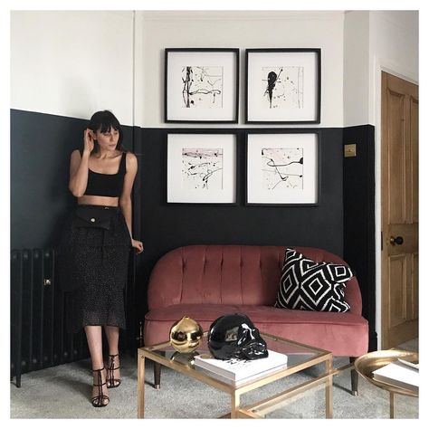 Finding Your Style, Black Walls Bedroom, Half Painted Walls, Black Painted Walls, Modern Luxe, Long Story Short, Long Story, Black Wall, A Living Room